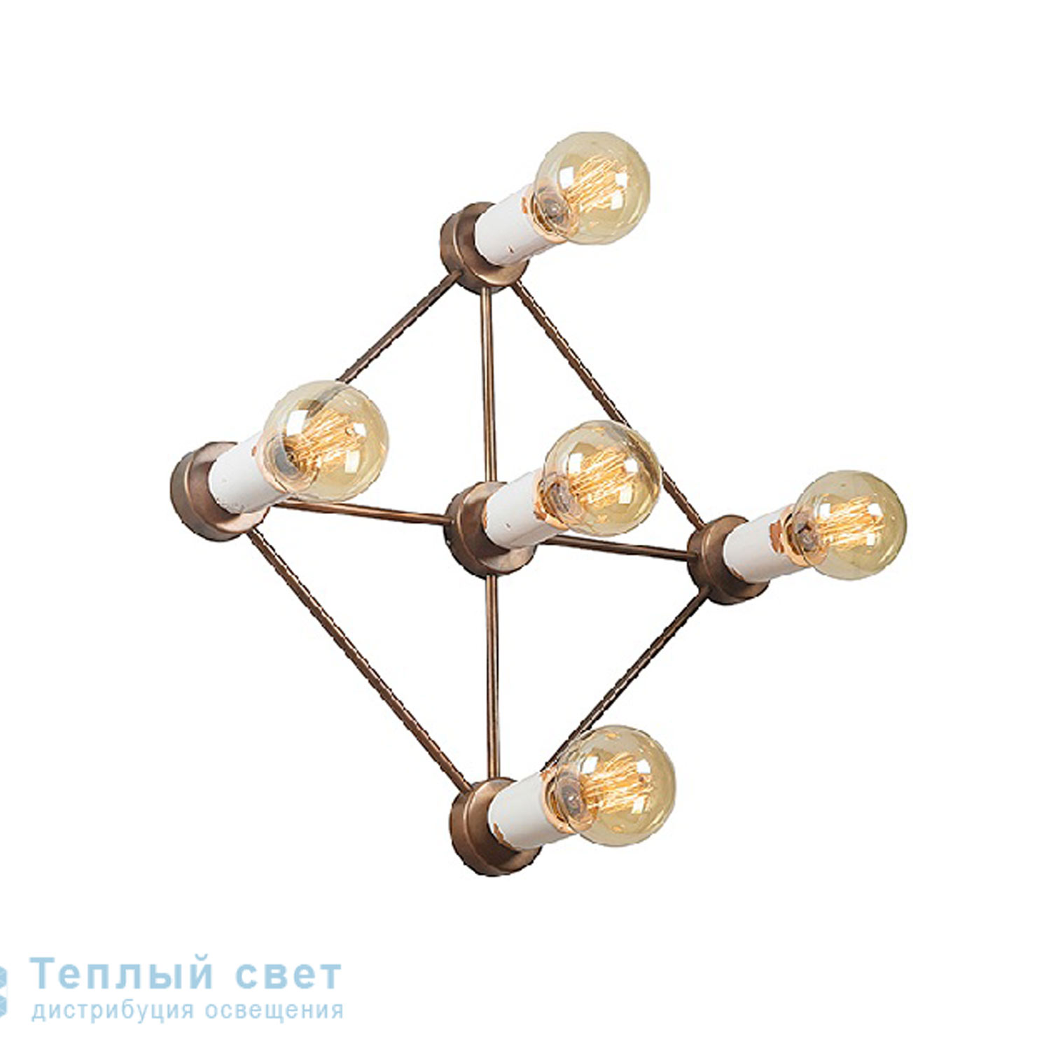 Zambelis 17069 CEILING LIGHT 5L E27 WHITE CLAY-COPPER RUSTY METAL потолочный светильник