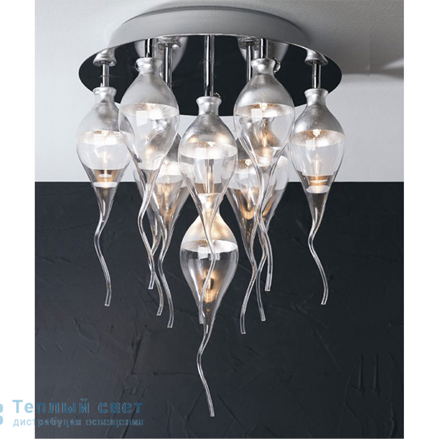 Zambelis 21042 CEILING LIGHT 10L G9 SILVER-GOLD LEAF METAL AND GLASSES потолочный светильник