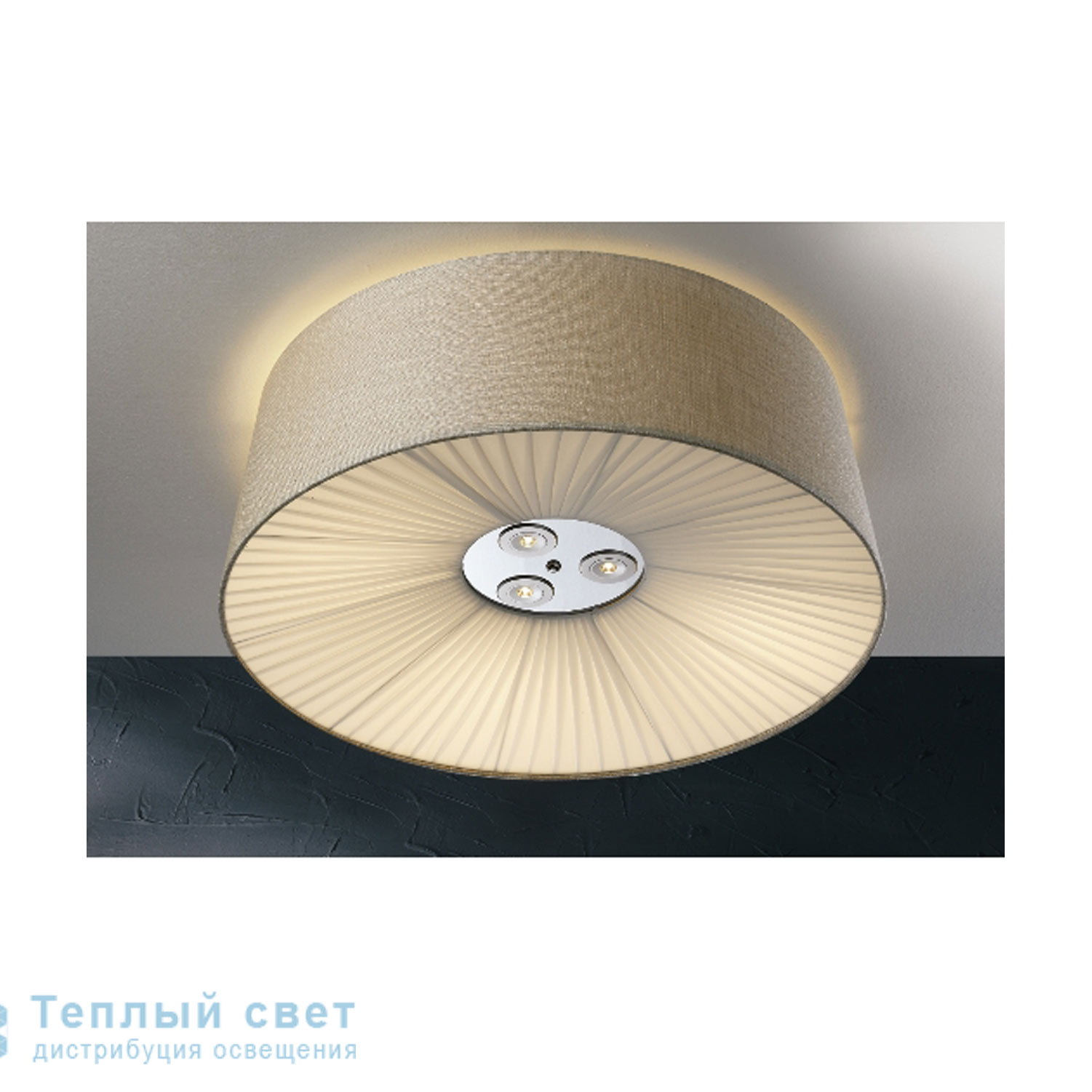 Zambelis 21081 CEILING LIGHT 11L(8*E27 AND 3 LED) D70 BEIGE FABRIC SHADE потолочный абажур