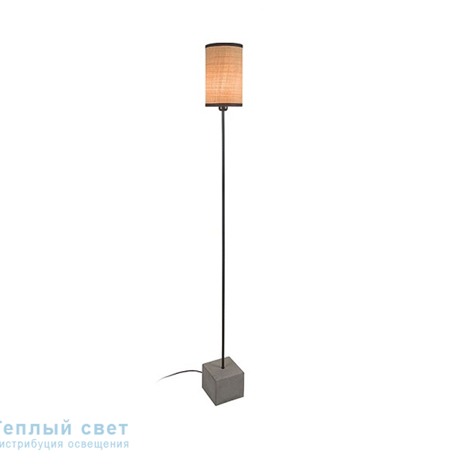 Zambelis 17136 FLOOR LAMP 1L E27 H160 BLACK METAL-CONCRETE-RATAN торшер