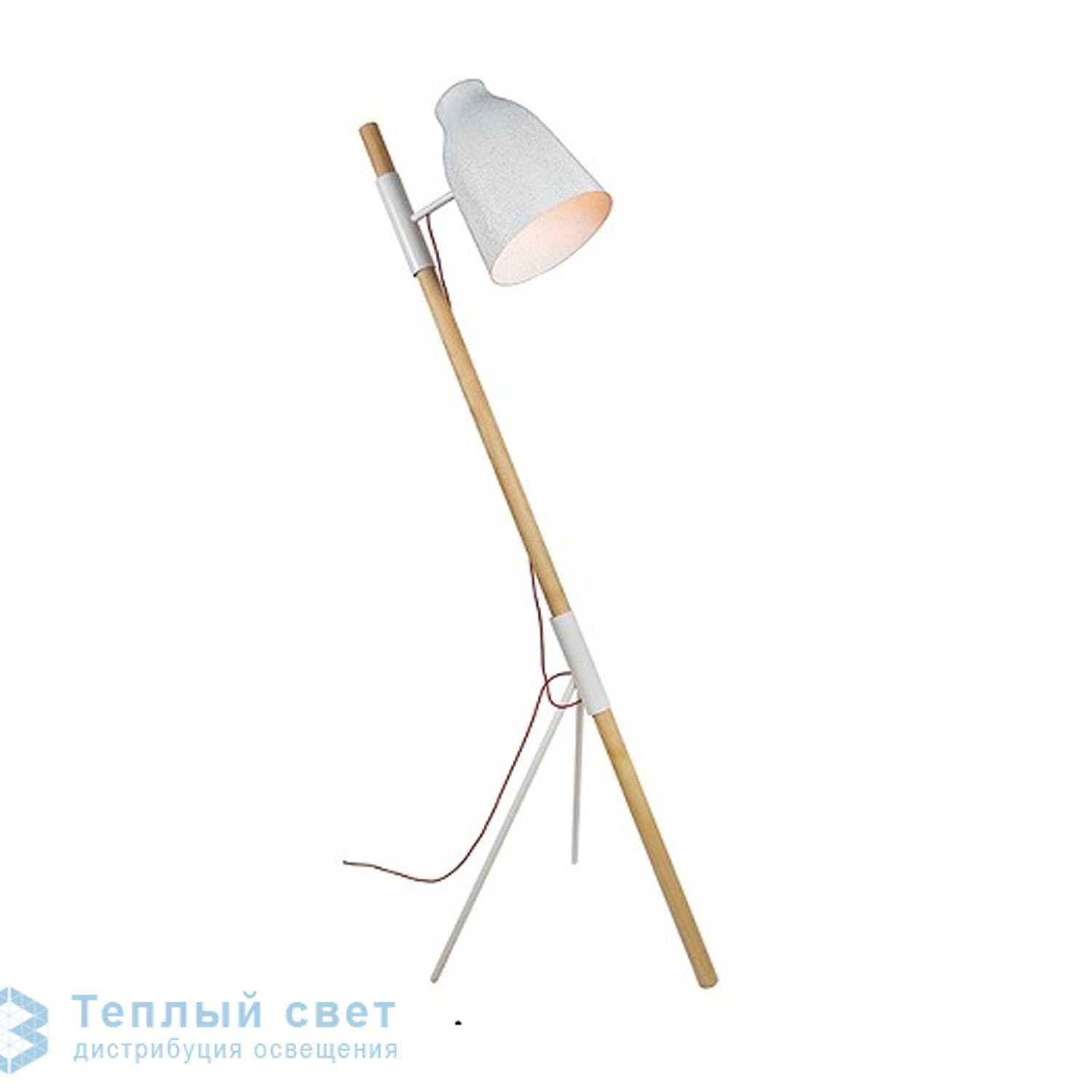 Zambelis 17159 FLOOR LAMP 1L E27 WHITE-BLACK STEEL-POLYESTER,WOOD торшер