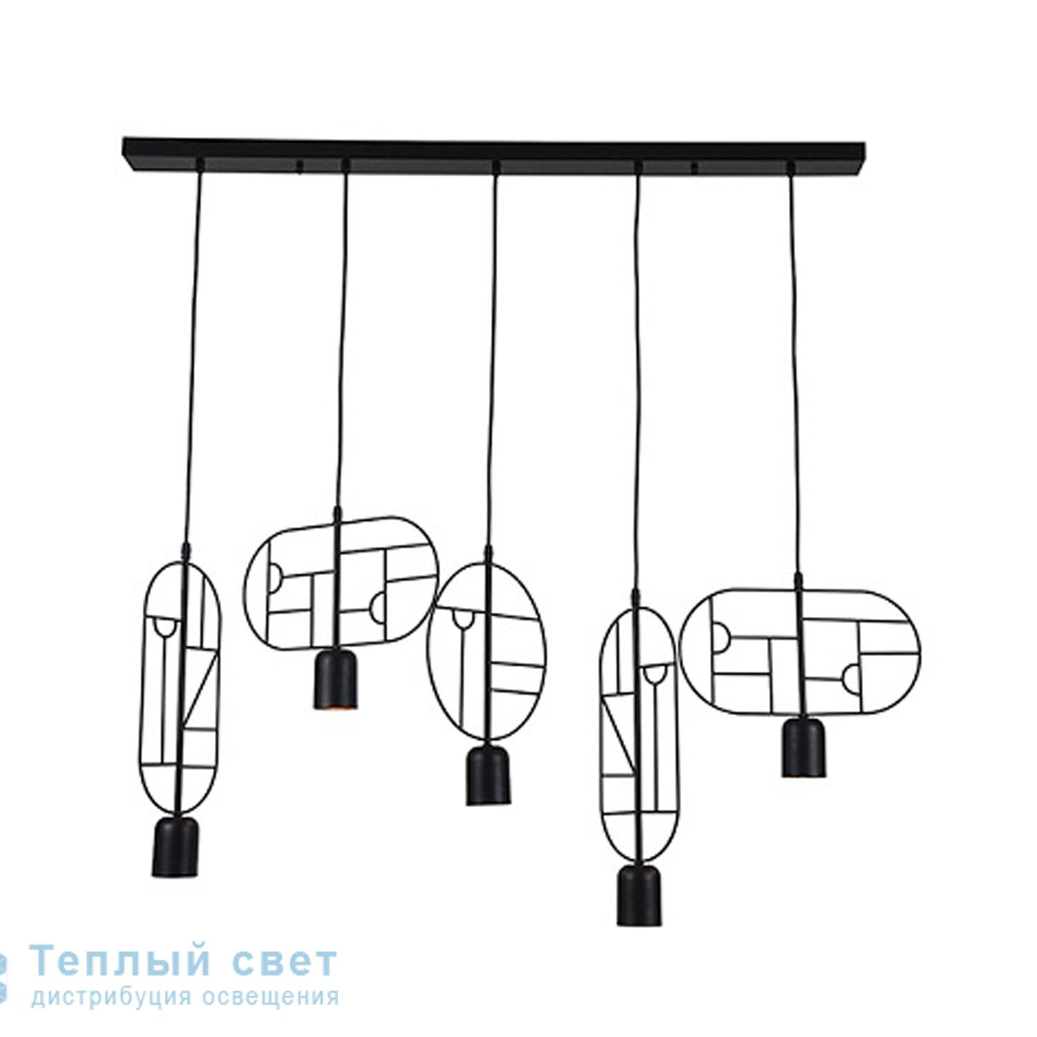 Zambelis 17028 PENDANT LIGHT 5L GU10 METAL BLACK линейный светильник