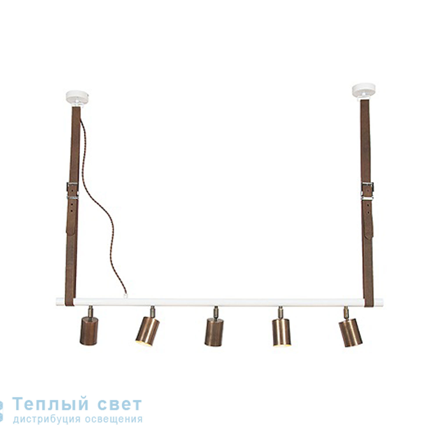 Zambelis 17156 PENDANT LIGHT 5L GU10 WHITE AND BROWN METAL линейный светильник