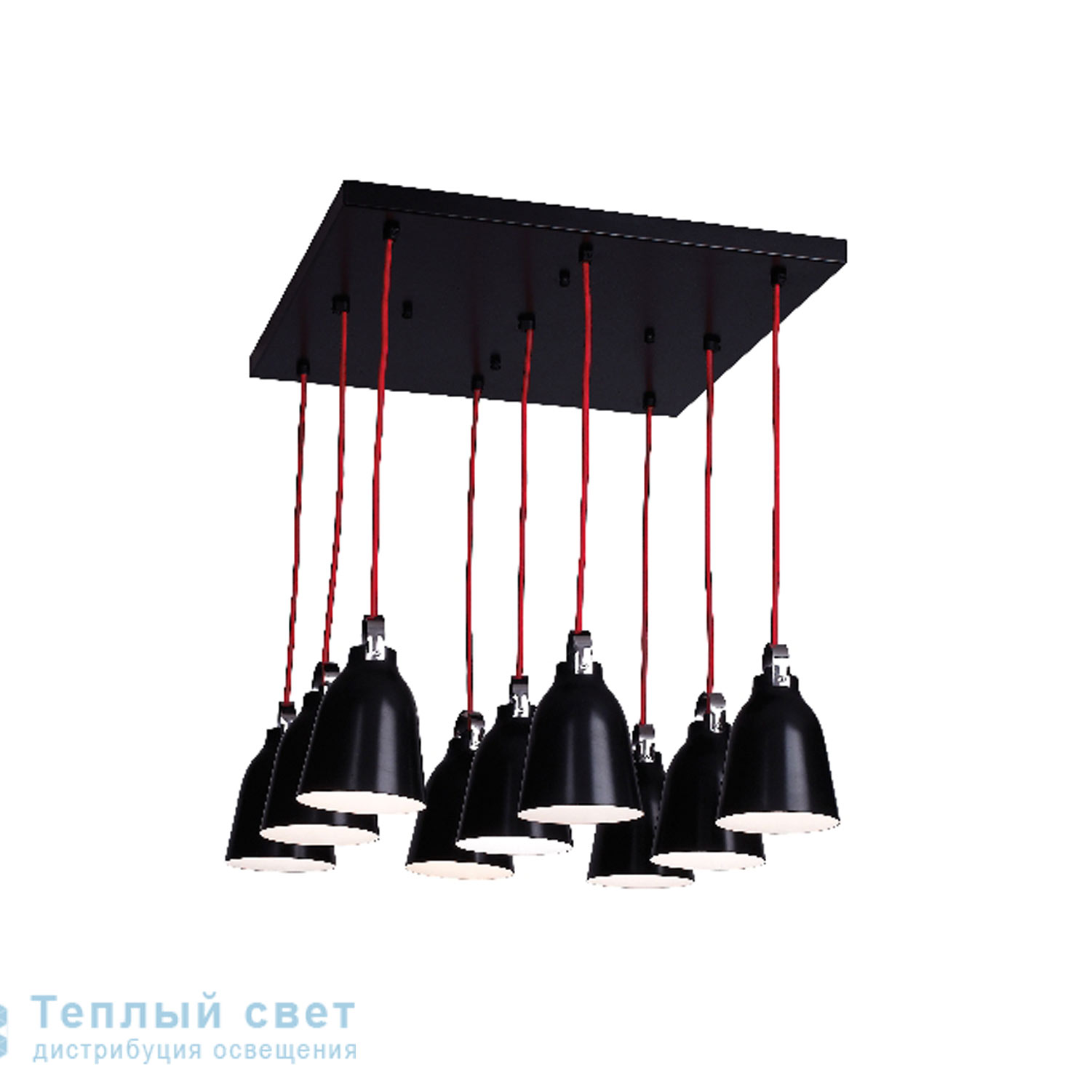 Zambelis 1420 PENDANT LIGHT 9L E14 50*50 BLACK/WHITE/CHROME/RED STEEL подвесной светильник