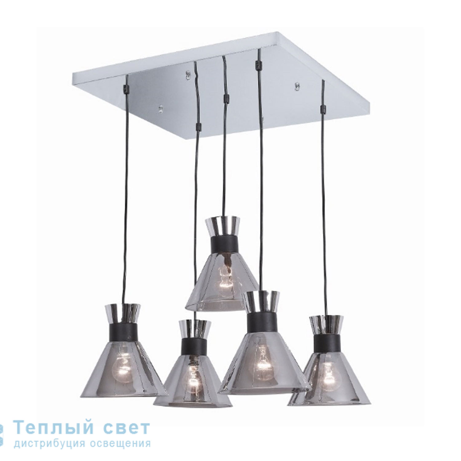 Zambelis 1435 PENDANT LIGHT 5L E27 50*50 SMOKED GREY GLASSES-METAL подвесной светильник