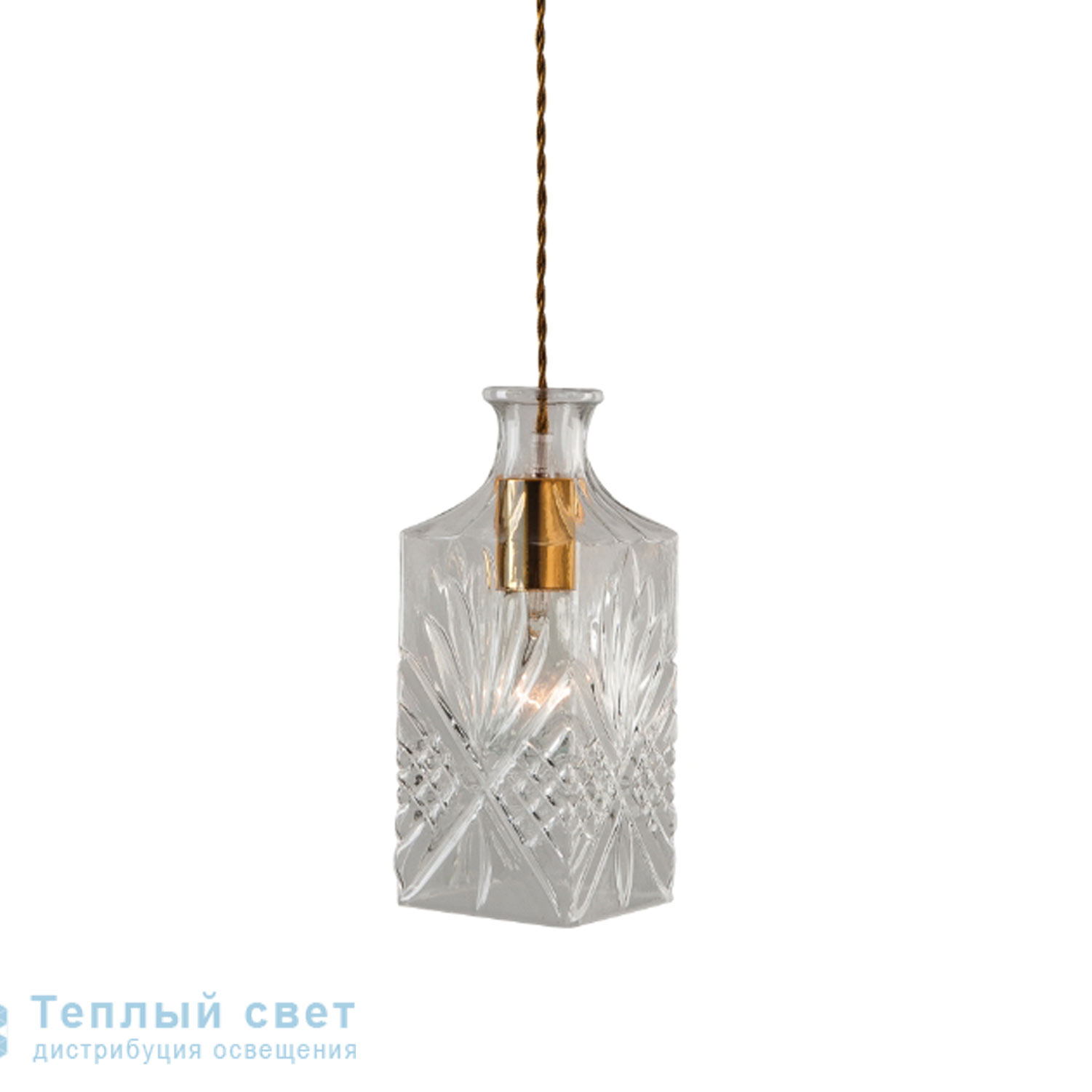 Zambelis 15102 PENDANT LIGHT 1L G9 10*10 CLEAR GLASS-GOLD подвесной светильник