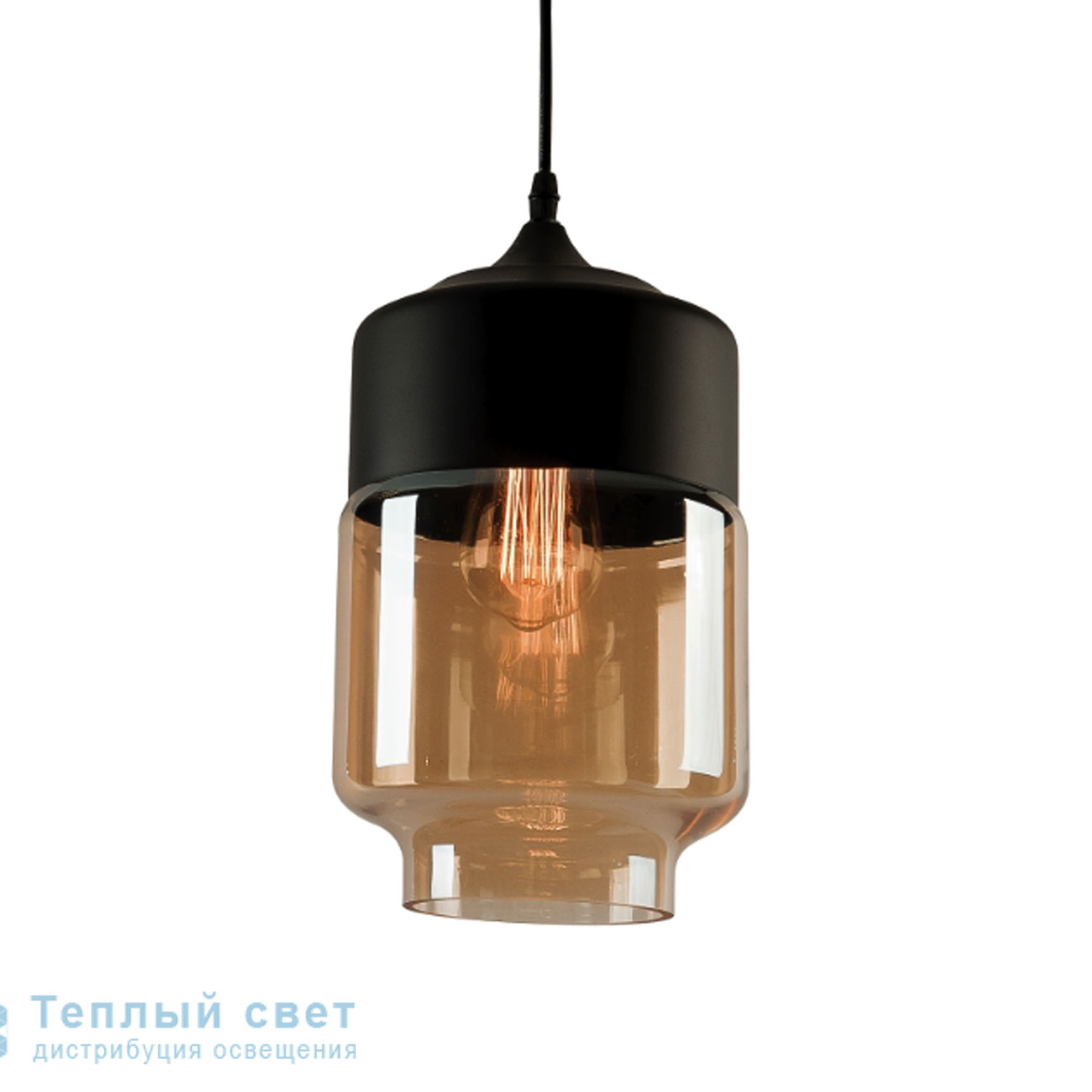 Zambelis 1517 PENDANT LIGHT 1L E27 D18 CHAMPAGNE GLASS-BLACK подвесной светильник