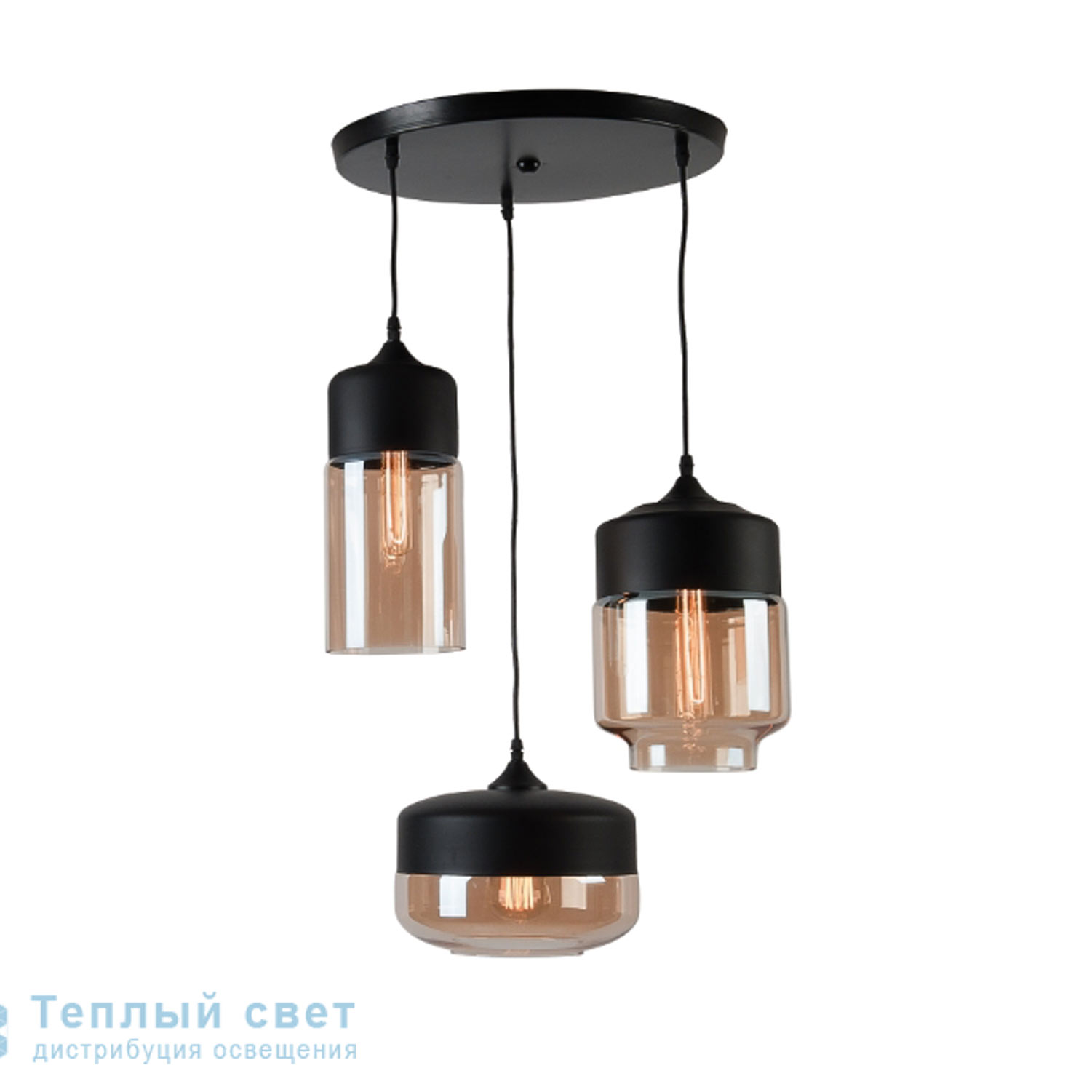 Zambelis 1518 PENDANT LIGHT 3L E27 D38 CHAMPAGNE GLASSES-BLACK подвесной светильник