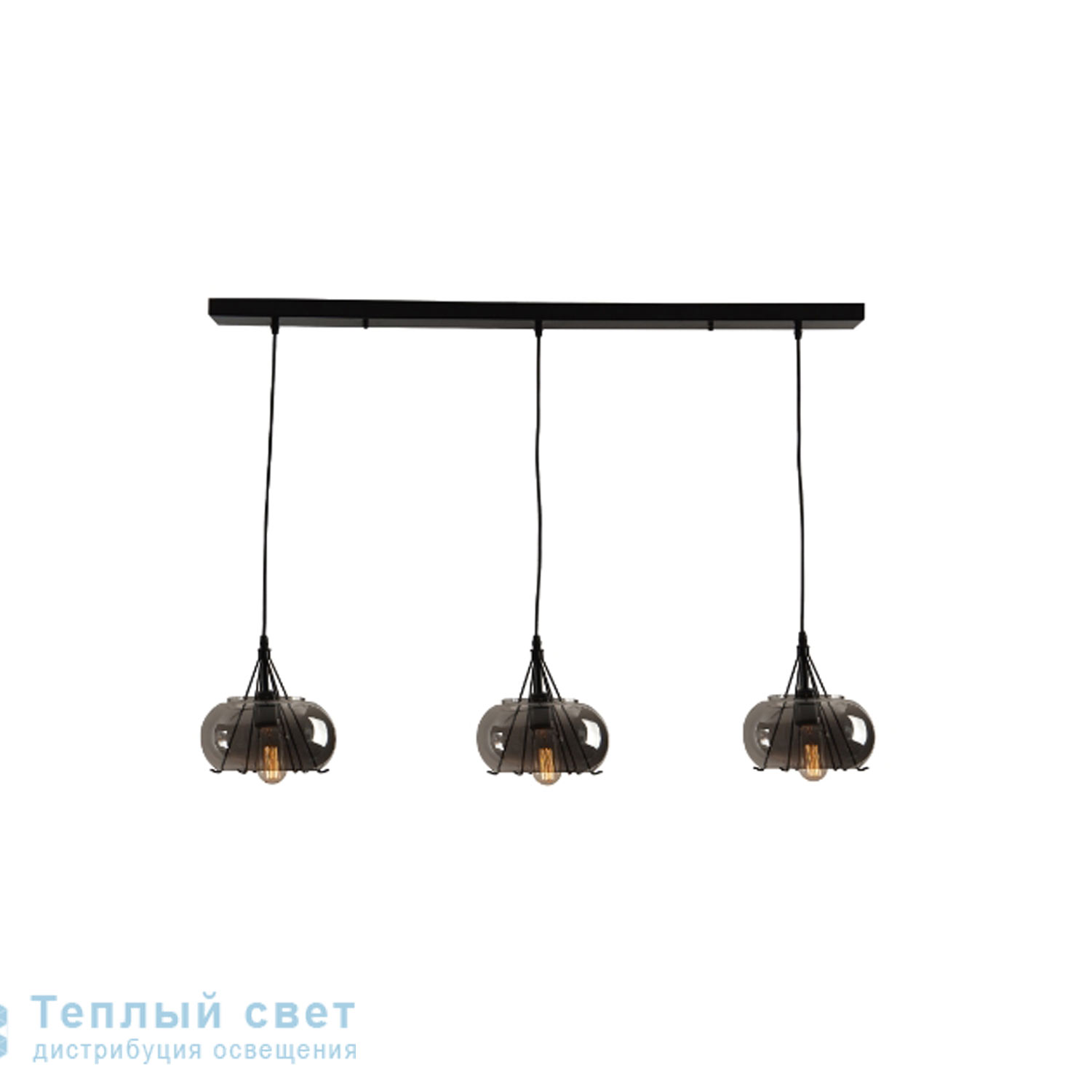 Zambelis 1537 PENDANT LIGHT 3L E27 SMOKED GREY GLASSES-BLACK BASE подвесной светильник
