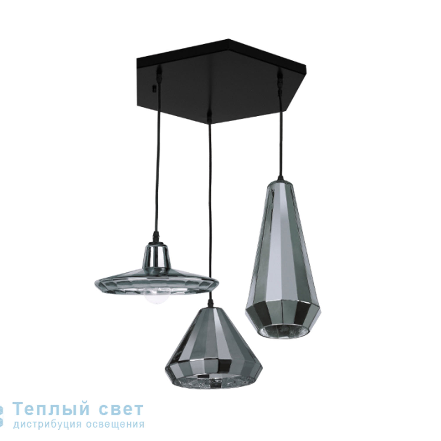 Zambelis 15541 PENDANT LIGHT 3L E27 D40 CHROME GLASSES-BLACK BASE подвесной светильник
