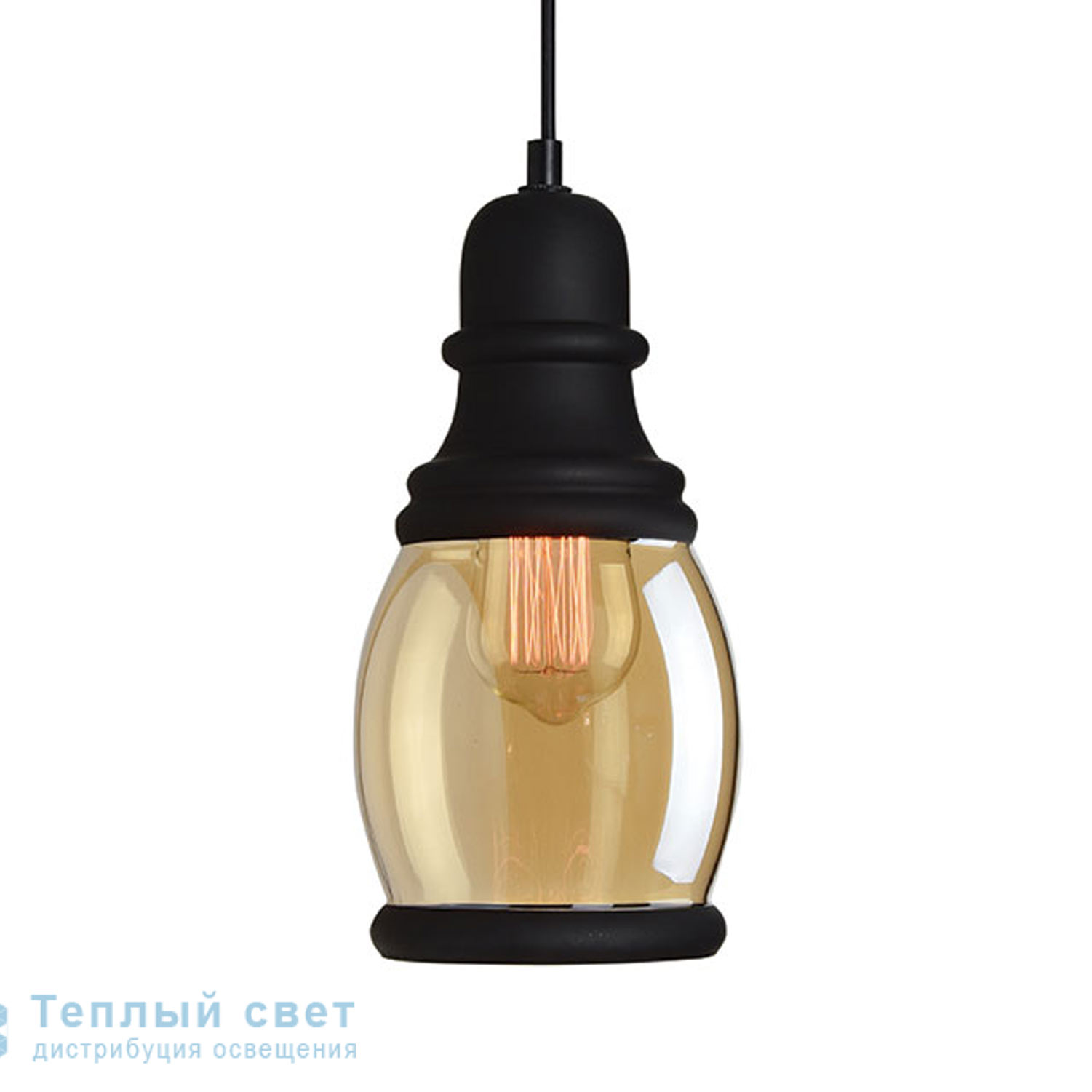 Zambelis 16103 PENDANT LIGHT 1L E27 D 14 CHAMPAGNE GLASS-BLACK подвесной светильник