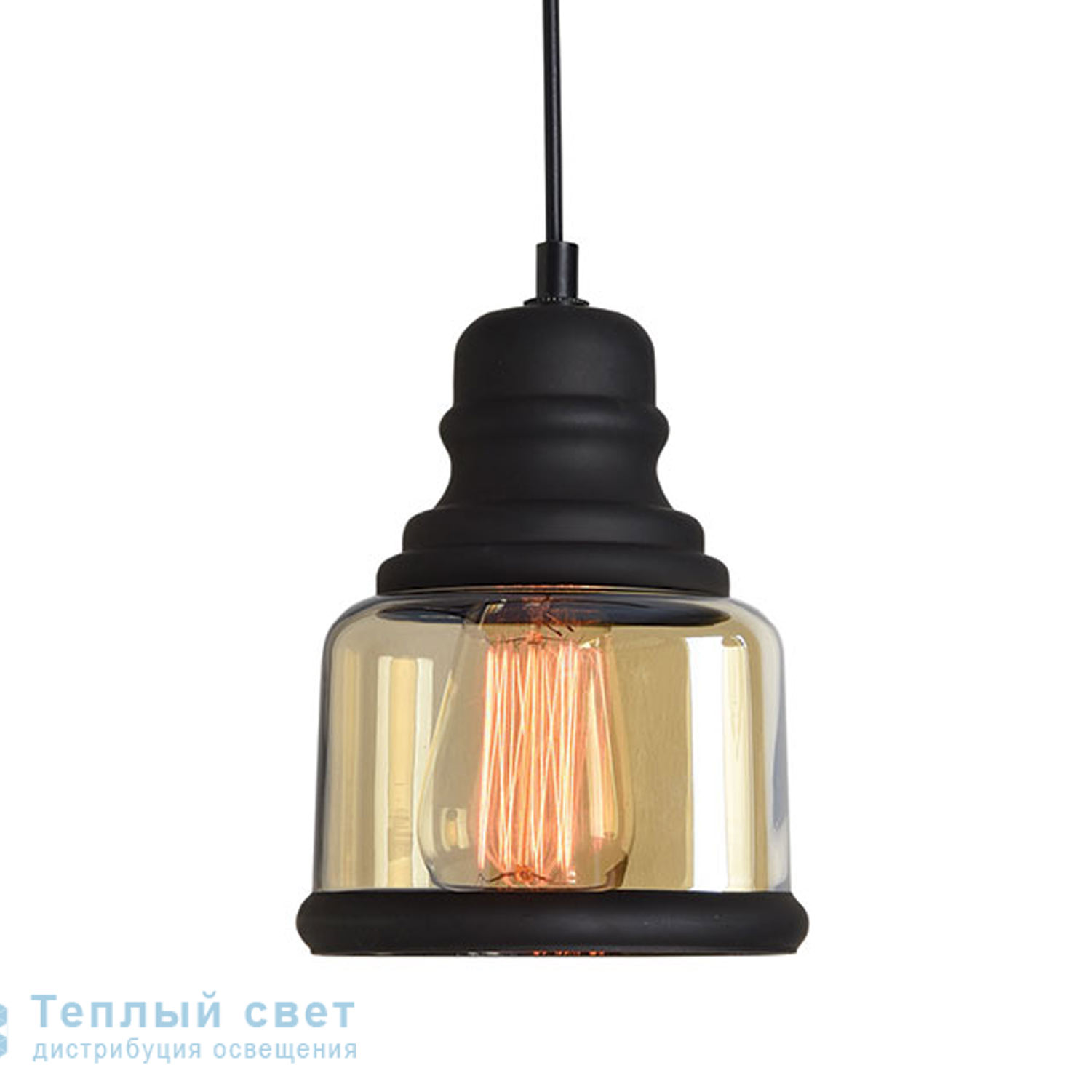 Zambelis 16104 PENDANT LIGHT 1L E27 D 15 CHAMPAGNE GLASS-BLACK подвесной светильник