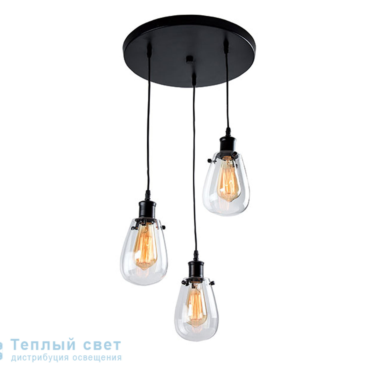 Zambelis 16110 PENDANT LIGHT 3L E27 D38 BLACK METAL-GLASS подвесной светильник