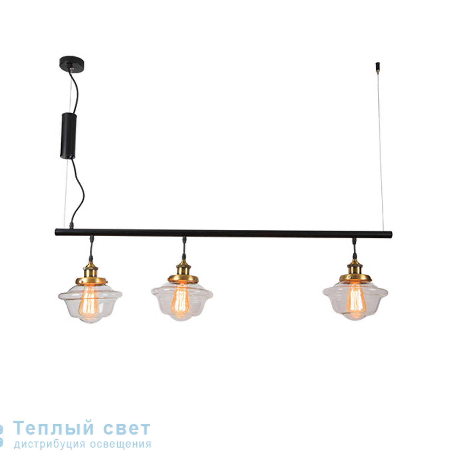 Zambelis 16115 PENDANT LAMP 3L E27 GLASS-BRONZE METAL-BLACK BASE подвесной светильник