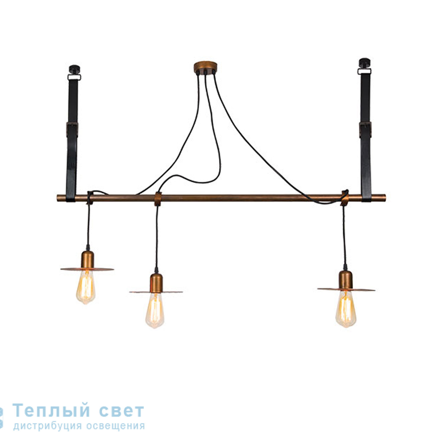 Zambelis 16119 PENDANT LAMP 3L E27 COPPER RUSTY METAL-LEATHER подвесной светильник