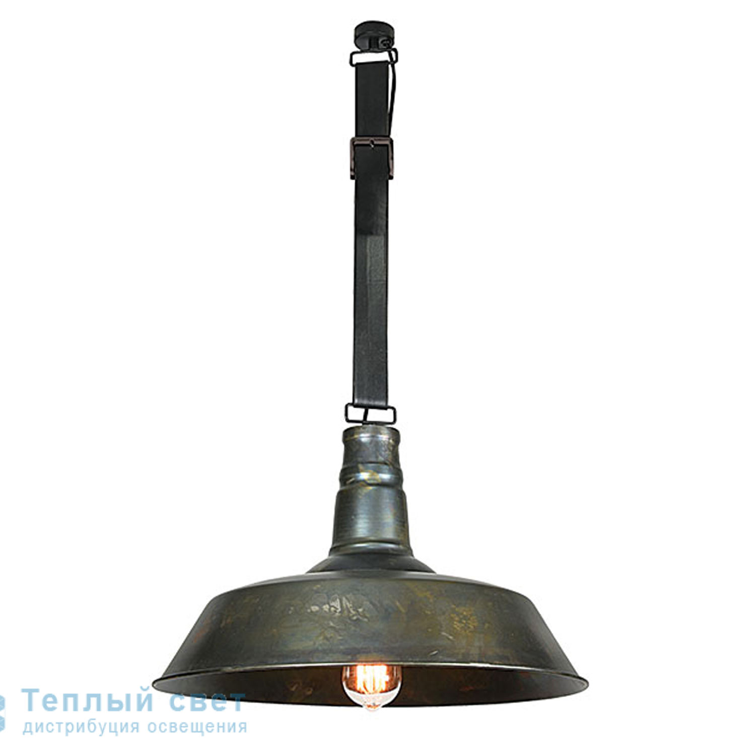 Zambelis 16132 PENDANT LIGHT 1L E27 D46 OLD STEEL METAL-LEATHER подвесной светильник