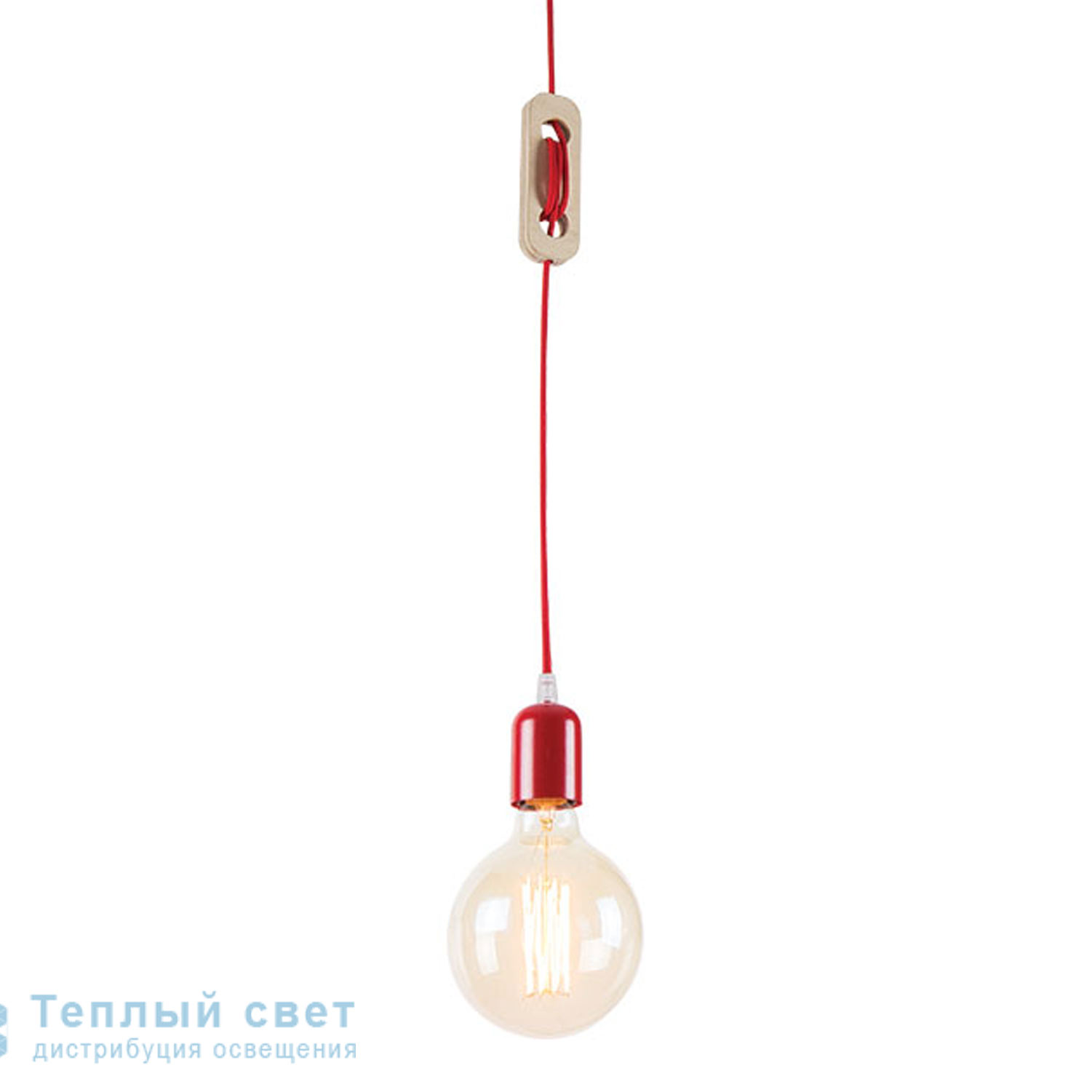Zambelis 16169 PENDANT LAMP 1L E27 RED METAL-WOOD подвесной светильник
