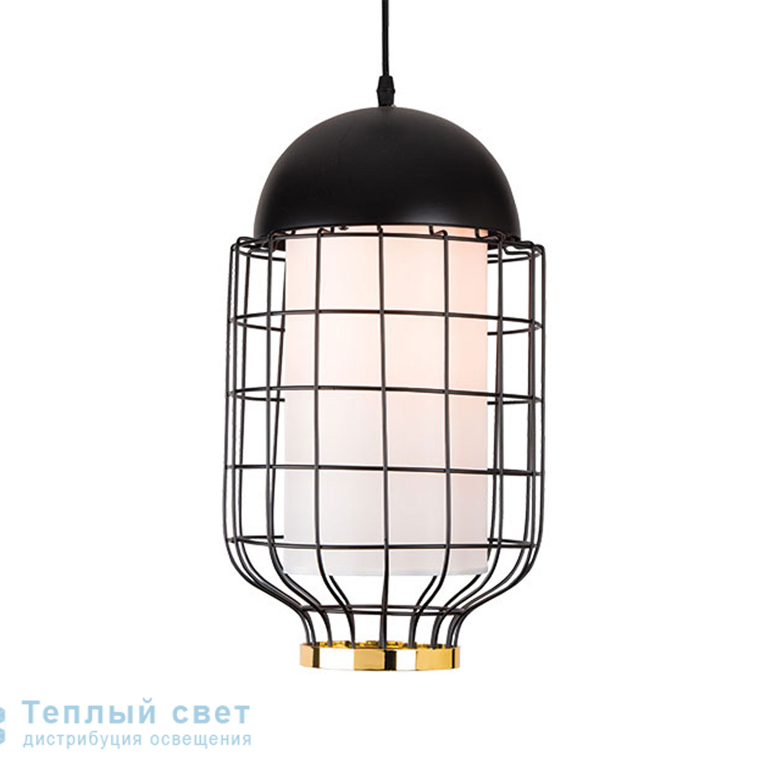 Zambelis 1630 PENDANT LIGHT 1L E27 METAL-FABRIC SHADE BLACK-GOLD подвесной светильник