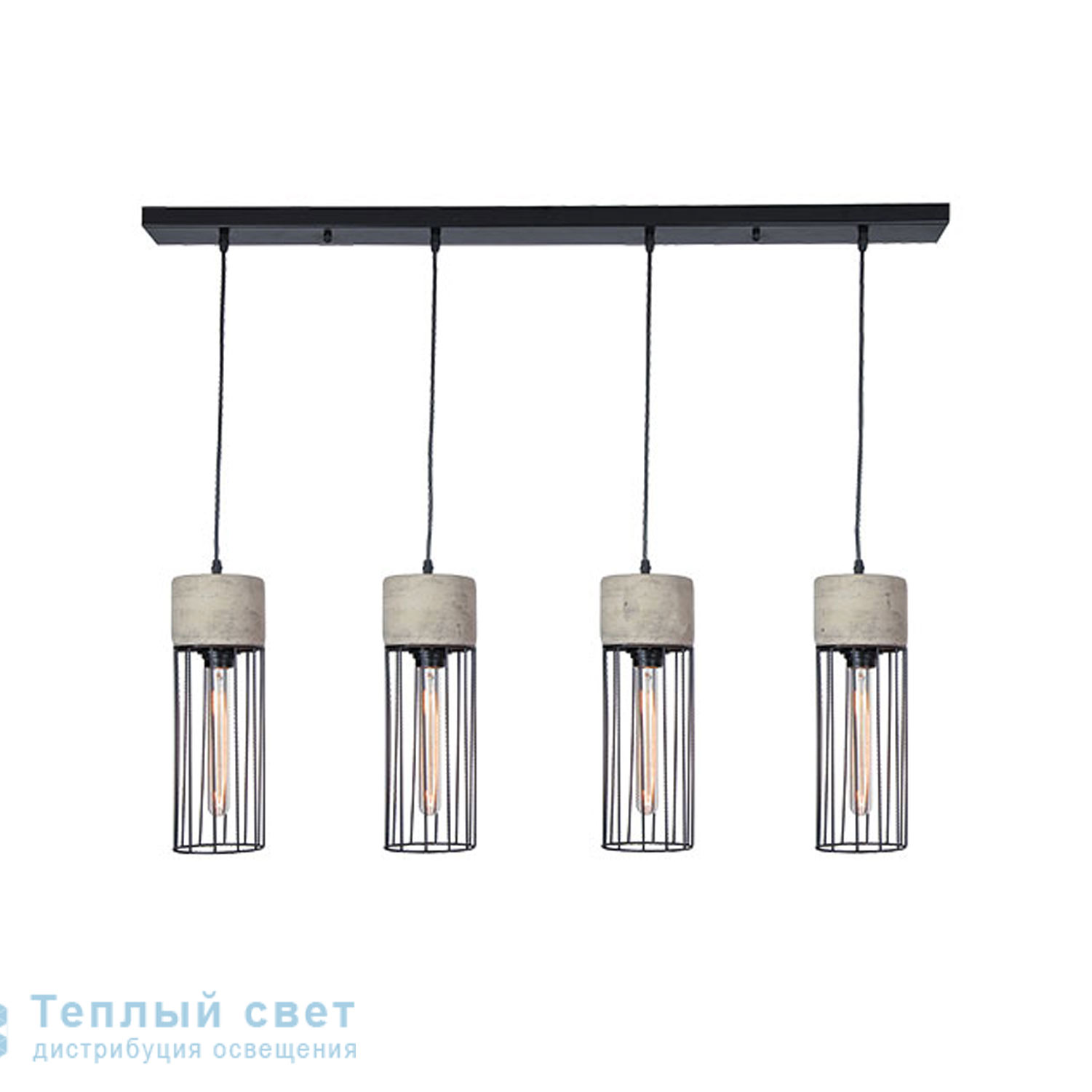 Zambelis 1659 PENDANT LIGHT 4L E27 CONCRETE-BLACK LINE подвесной светильник