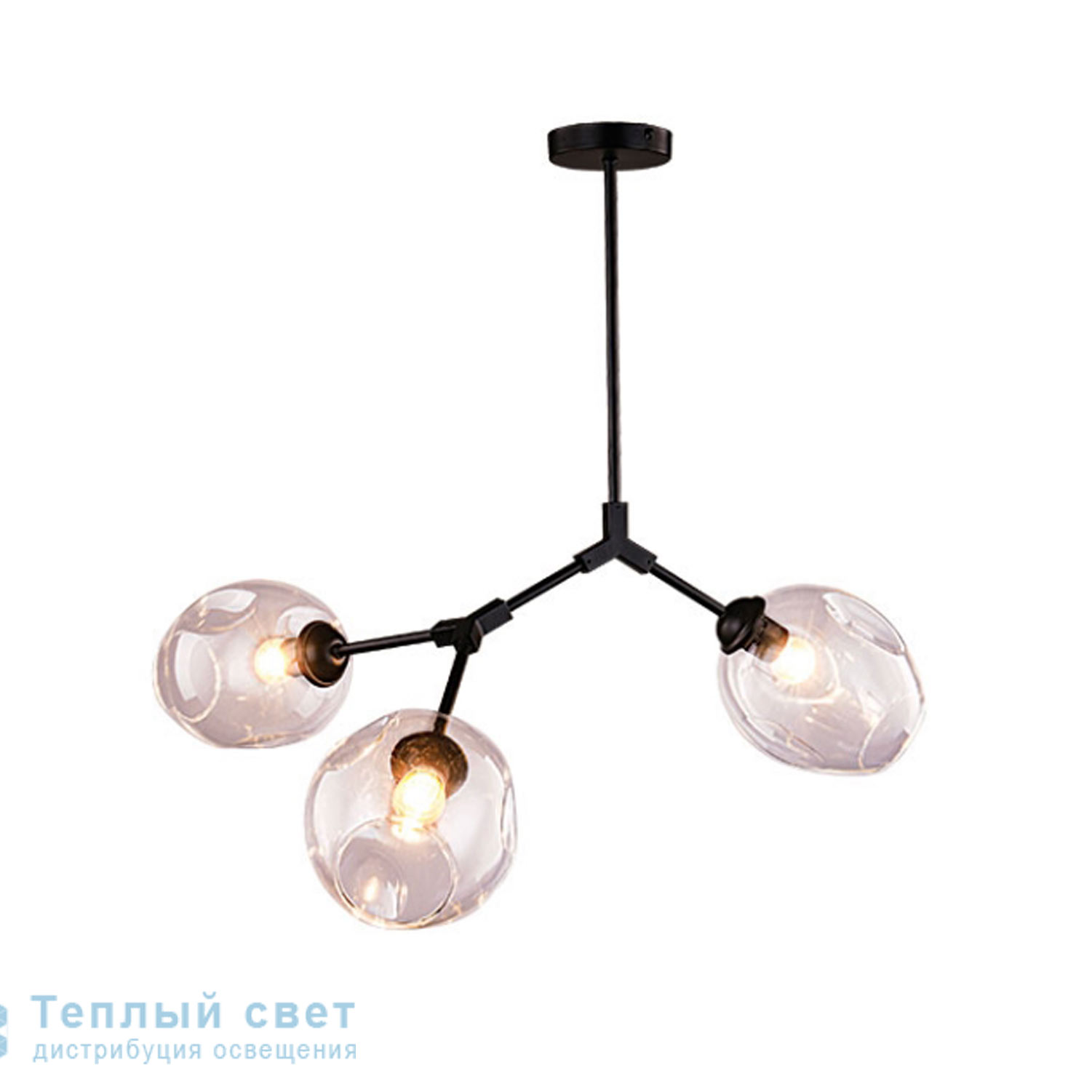 Zambelis 1697 PENDANT LIGHT 3L E27 BLACK METAL-GLASS подвесной светильник