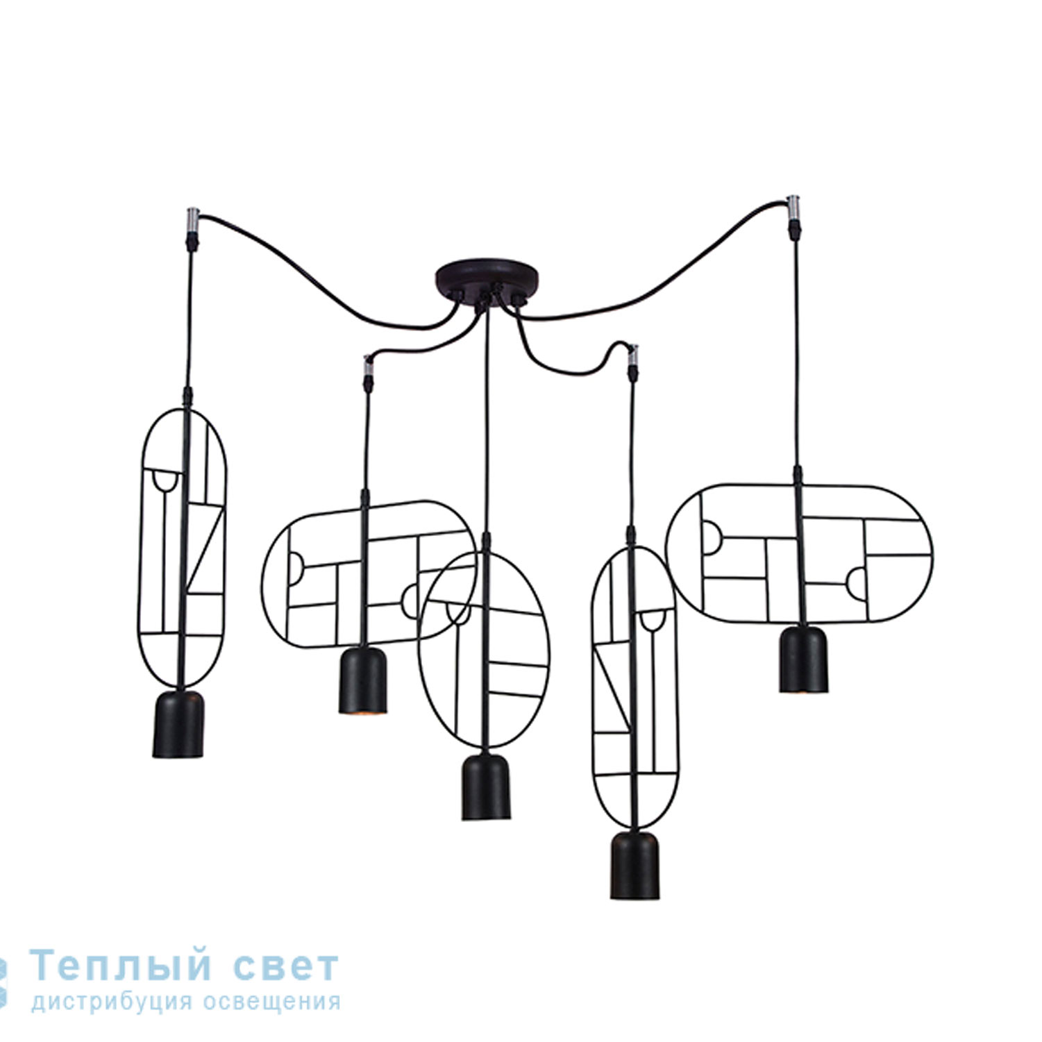 Zambelis 17031 PENDANT LIGHT 5L GU10 METAL BLACK подвесной светильник