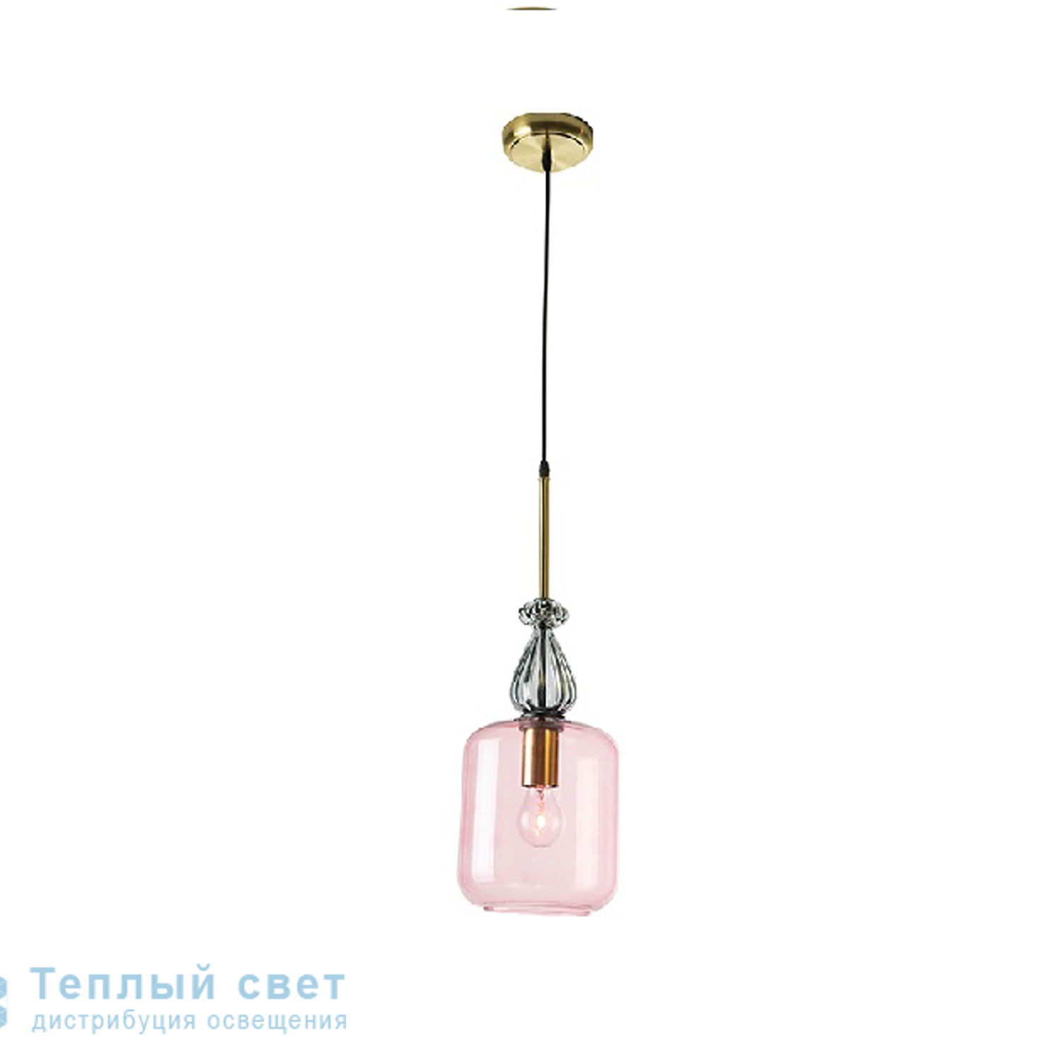 Zambelis 17048 PENDANT LIGHT 1L E27 GLASS ROSE подвесной светильник