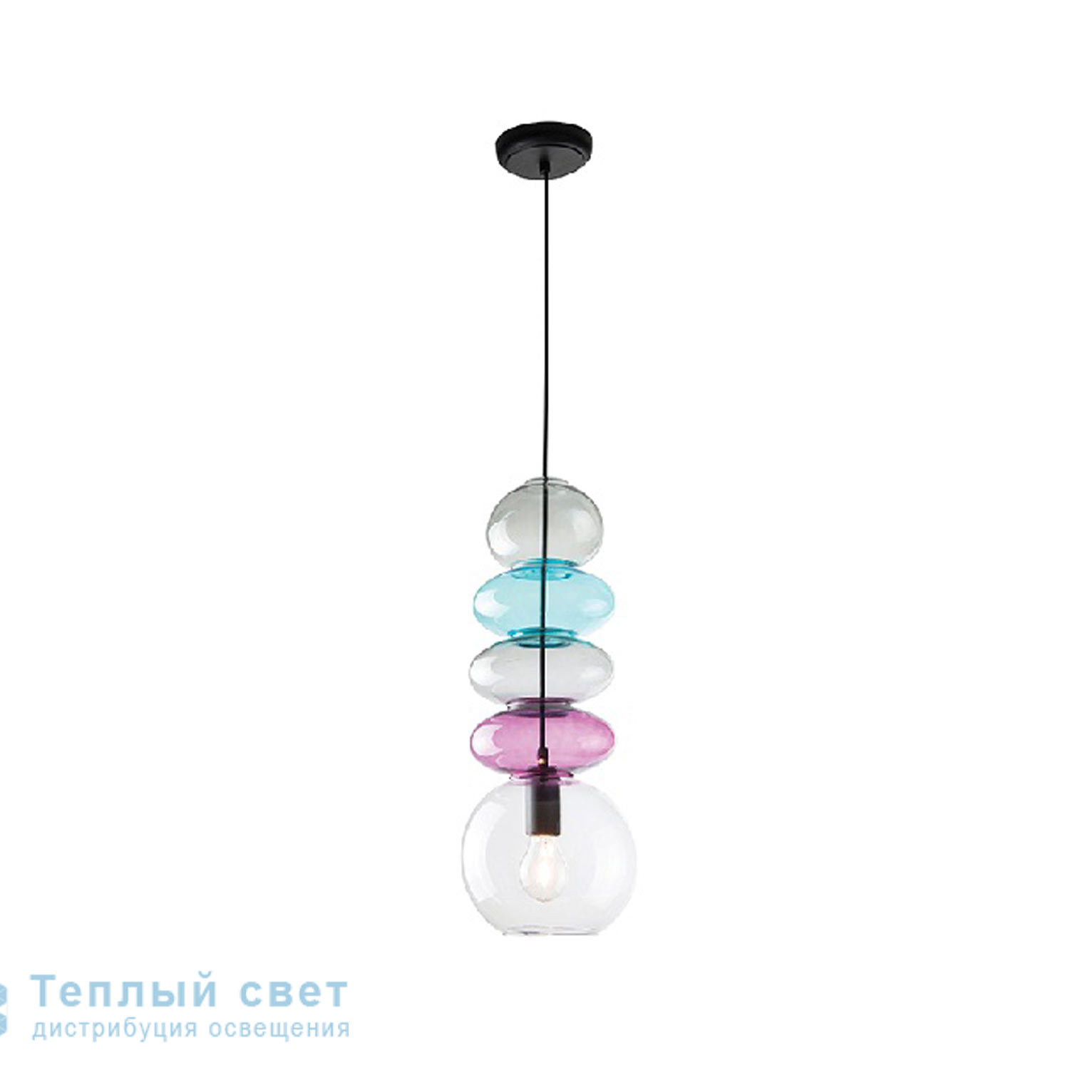 Zambelis 17051 PENDANT LIGHT 1L E27 GLASS GREY-CLEAR-ROSE-BLUE подвесной светильник