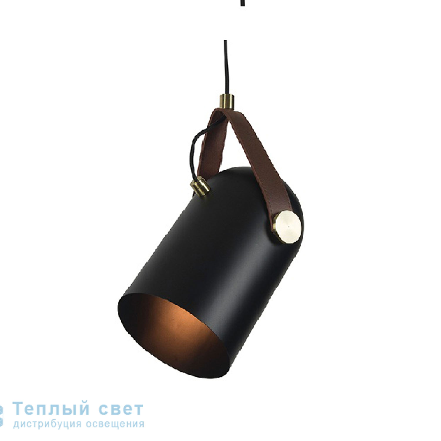Zambelis 17072 PENDANT LIGHT 1L E27 D15 BLACK METAL-LEATHER подвесной светильник