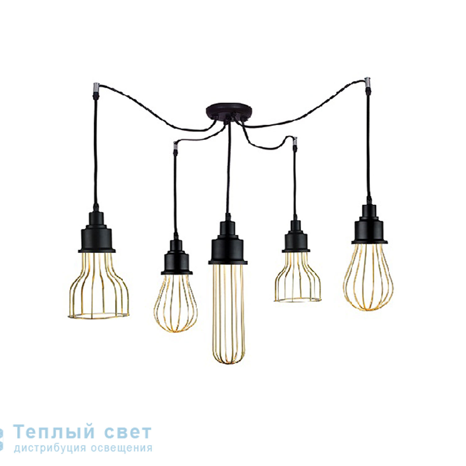 Zambelis 17087 PENDANT LIGHT 5*5W LED BLACK-GOLD METAL подвесной светильник
