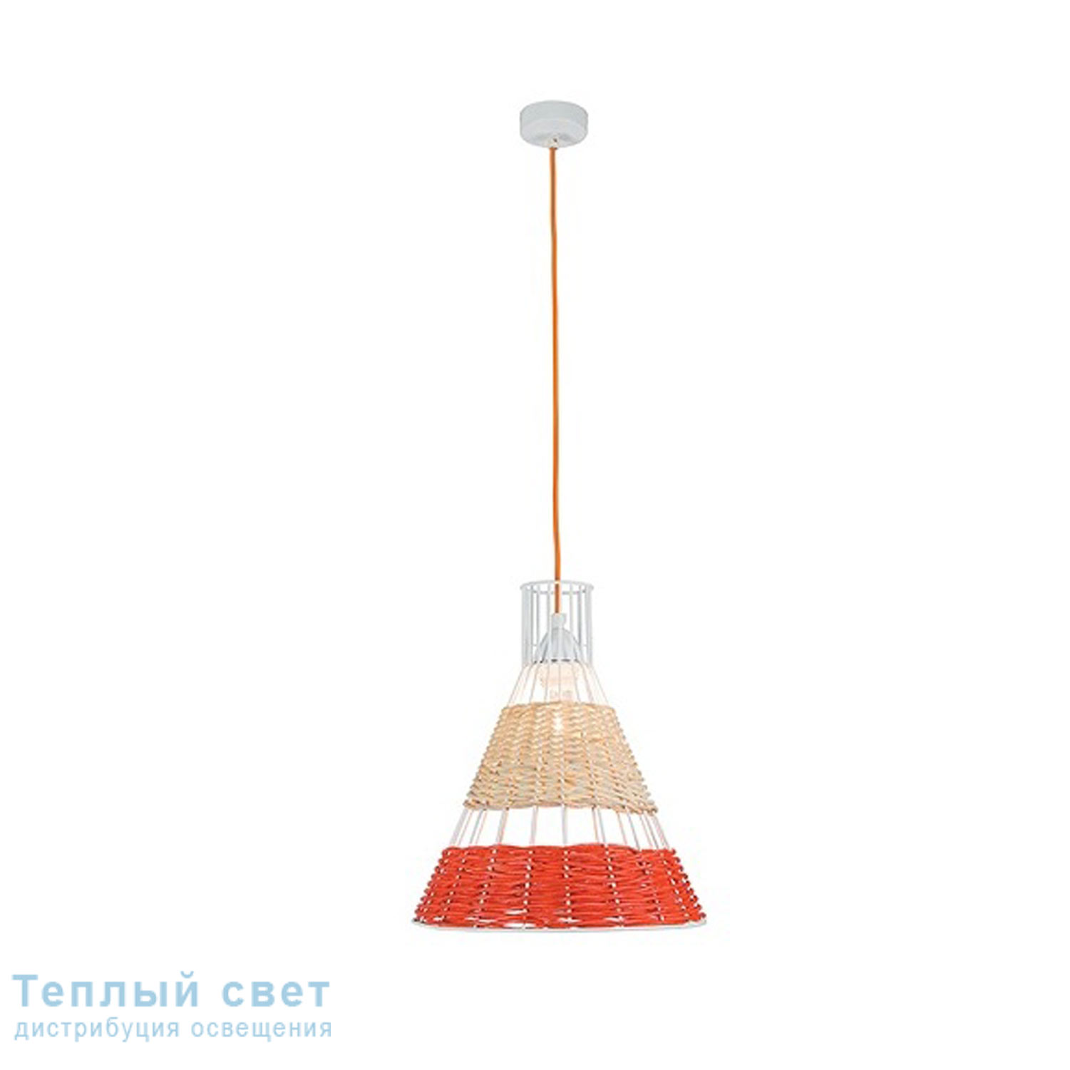 Zambelis 17126 PENDANT LAMP 1L E27 D30 ORANGE RATAN подвесной светильник