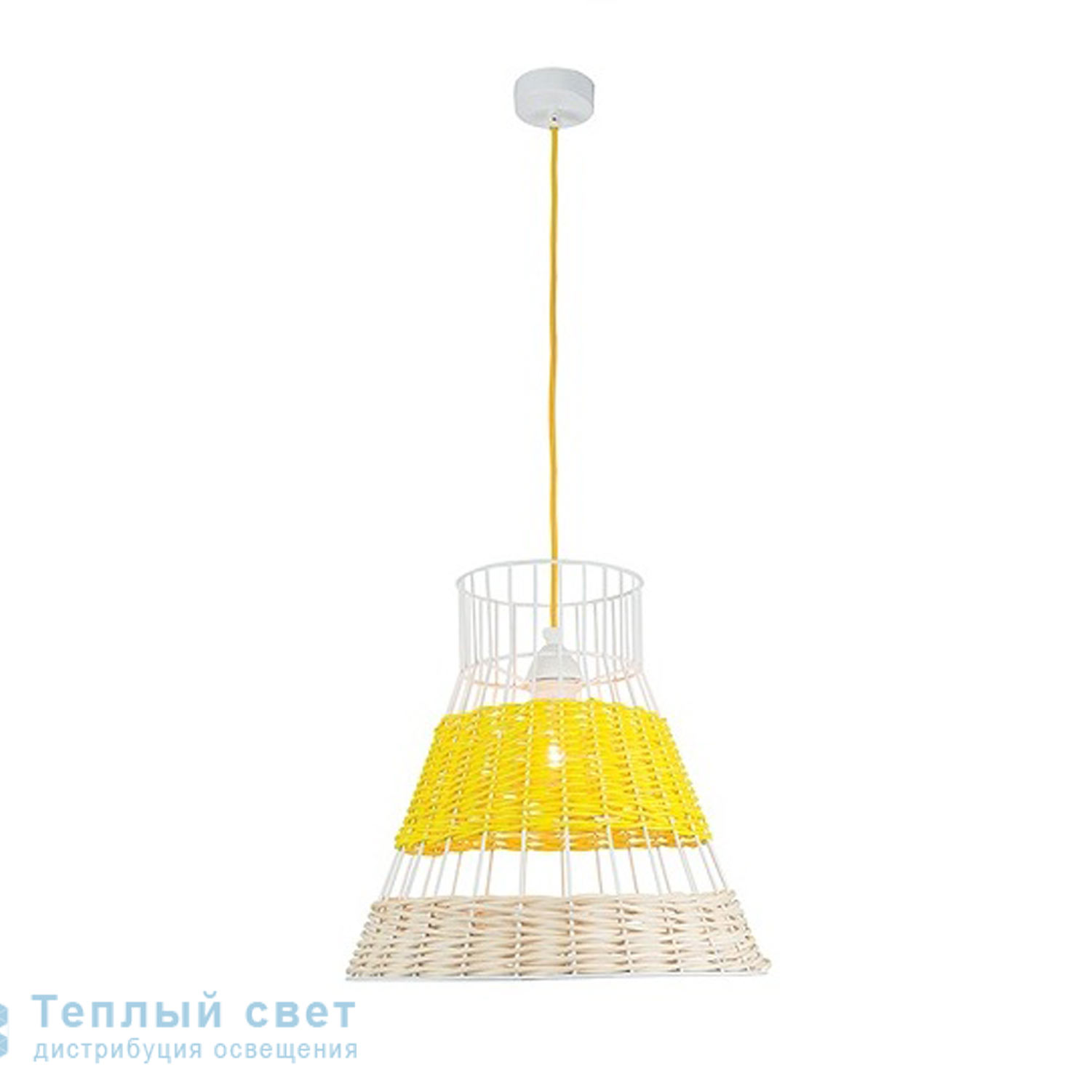 Zambelis 17128 PENDANT LAMP 1L E27 D40 YELLOW RATAN подвесной светильник