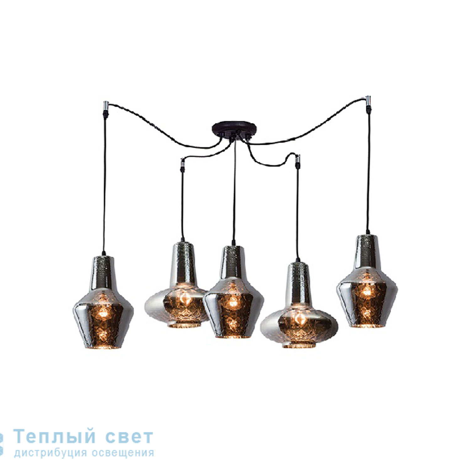 Zambelis 17150 PENDANT LIGHT 5L E27 GLASS CHROME подвесной светильник