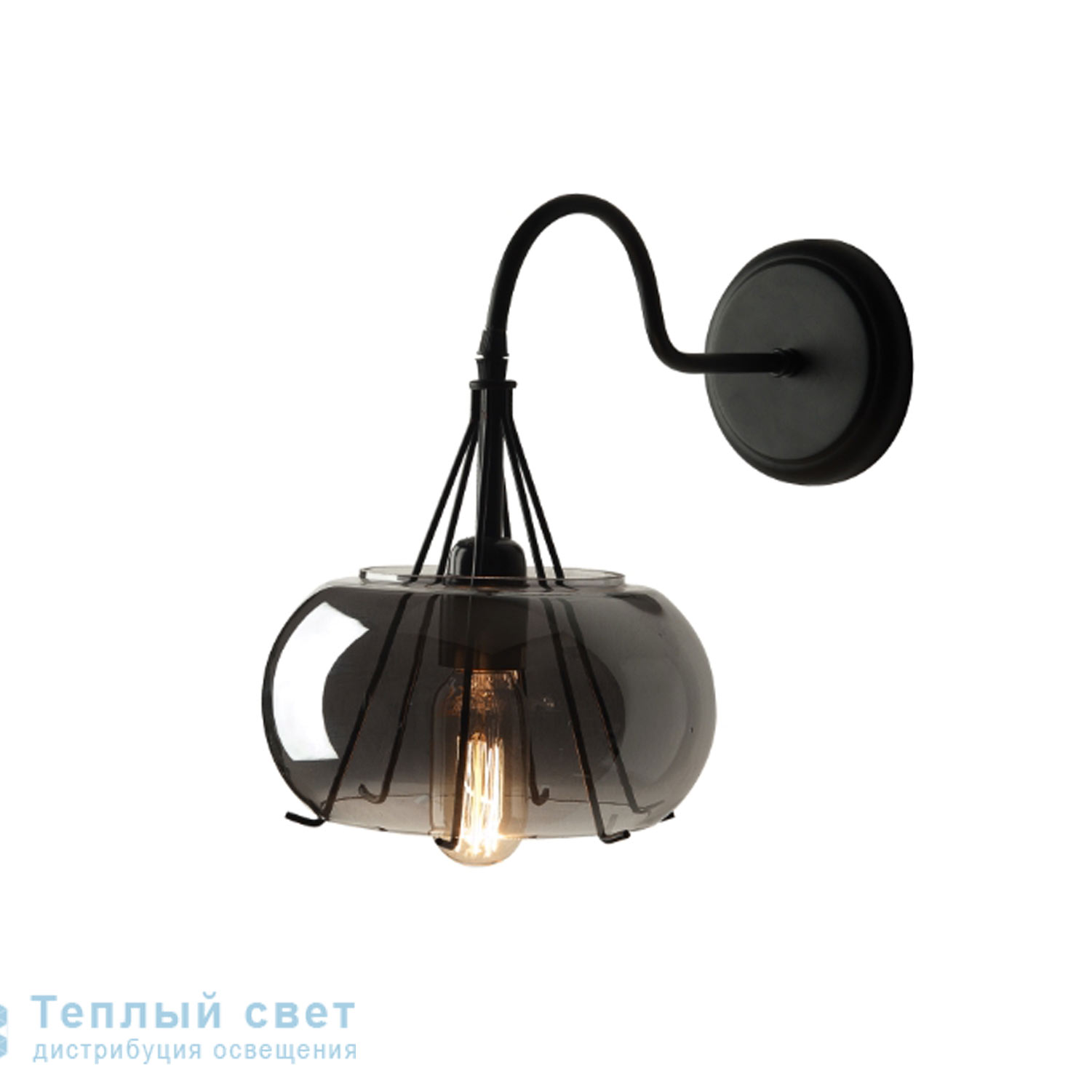 Zambelis 1538 SCONCE 1L E27 SMOKES GREY GLASS-METAL настенный светильник