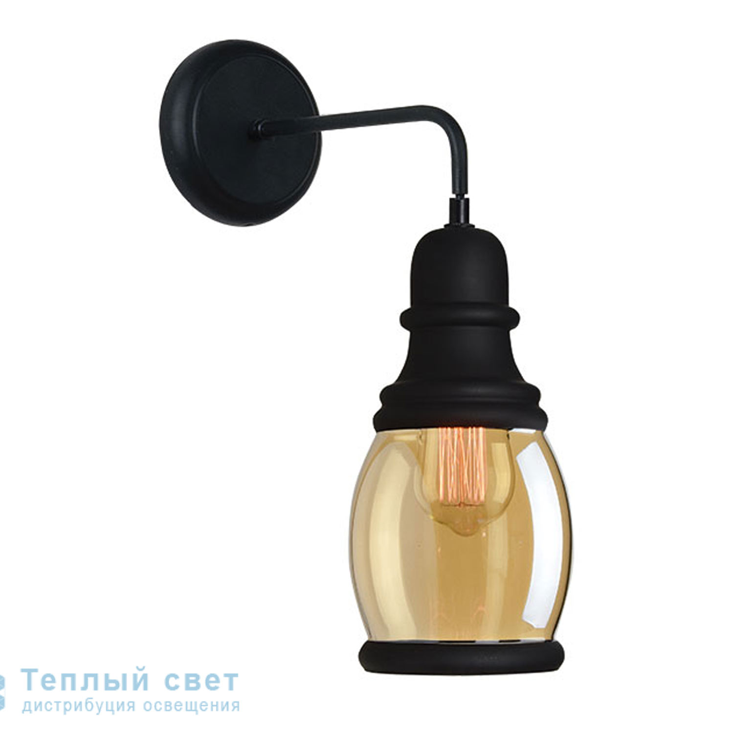 Zambelis 16105 SCONCE 1L E27 D14 CHAMPAGNE GLASS-BLACK настенный светильник