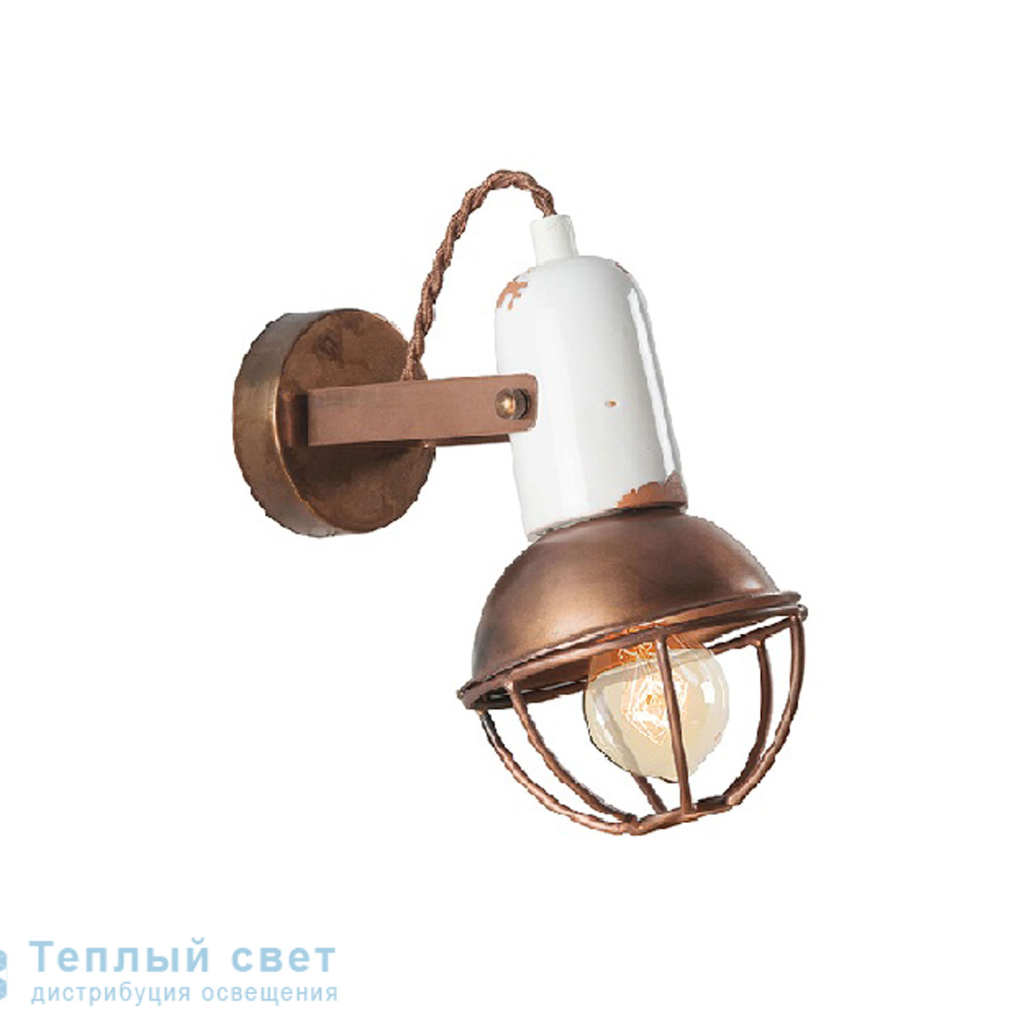 Zambelis 17067 SCONCE 1L E27 WHITE CLAY-COPPER RUSTY METAL настенный светильник